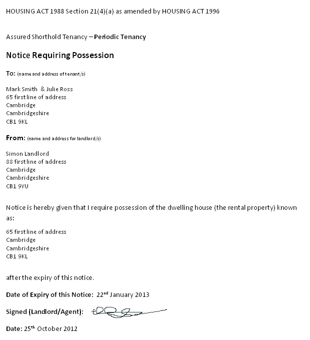 Legal Section 21 Notice