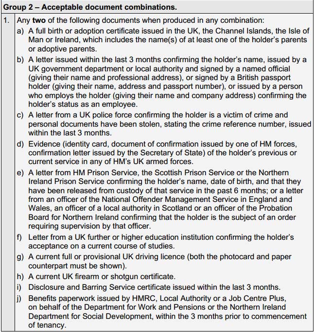 Right to rent- List A, Group 2