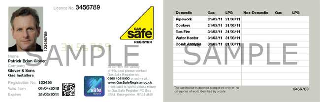 Gas Safe Register ID card