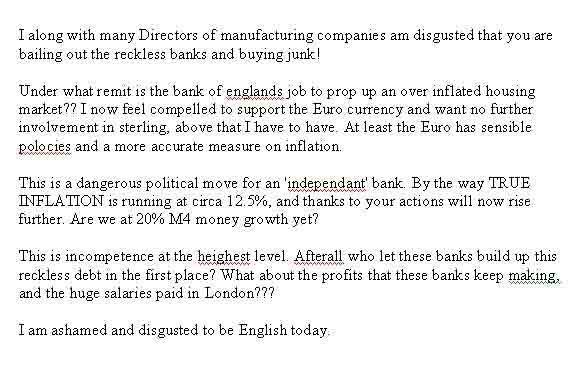 House Price Crash Forum Member Writes To The Bank Of England- The Letter