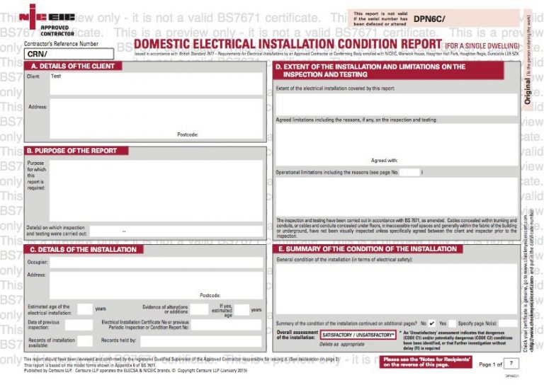 Landlord Electrical Safety Certificates & Regulations
