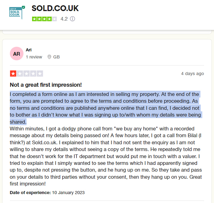 SOLD - TrustPilot Review