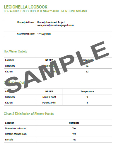 Legionella Logbook Sample