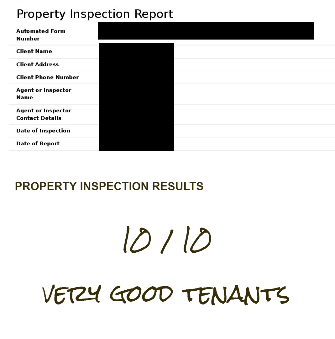 Tenant property inspection